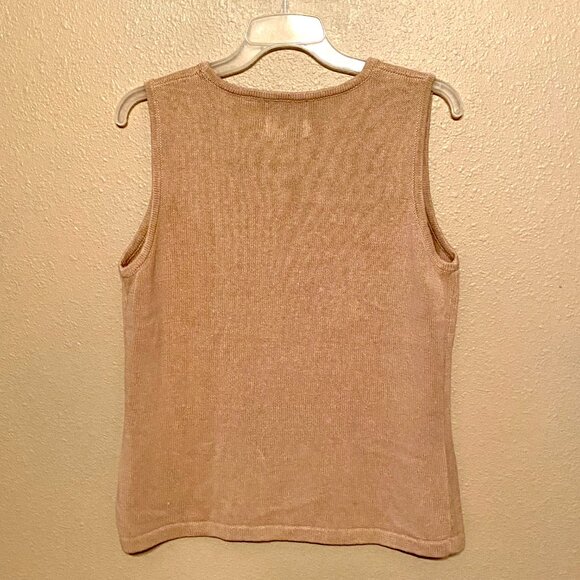STORYBOOK KNITS Tan Tank Top Flower Applique Approx Size (L) - Picture 2 of 4
